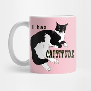 Cute Tuxedo Cat I haz attitude  Copyright TeAnne Mug